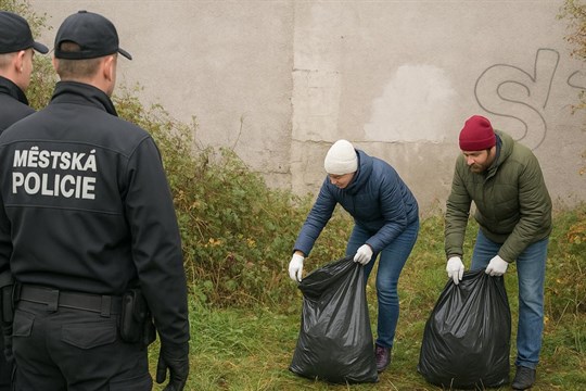 Chebští strážníci zapojují do úklidu osoby ze sociálně vyloučeného prostředí